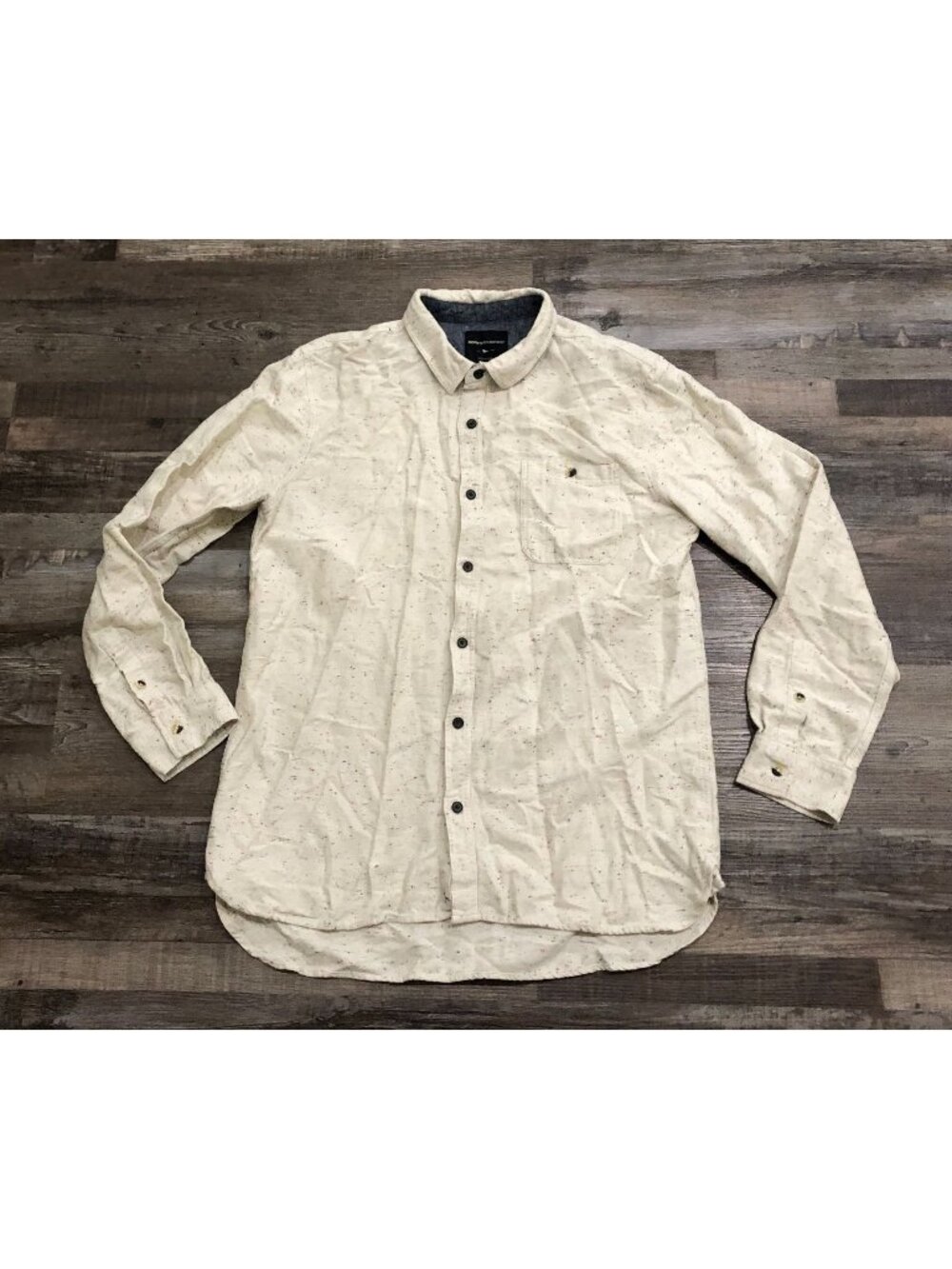 Modern Amusement Mens XL Cream Speckled All Over Print Button Up Shirt